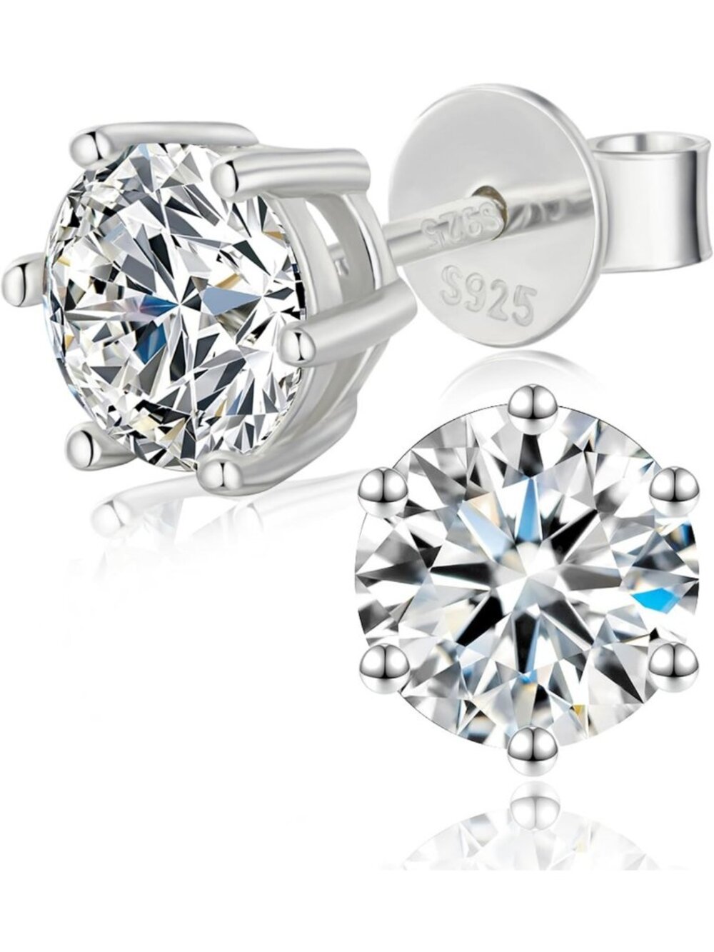 Stunning Moissanite Stud Earrings for Women & Men, 0.6-6CT Gold Plated Silver